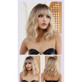 Gradient Color Bangs Short Curly Hair Wool Curls Natural Layers Lazy wig