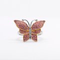 High Quality 925 Sterling Silver High Carbon Diamond Colorful Butterfly Ring