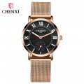 Chenxi stainless steel mesh strap couple watch men and women thin Roman fashion waterproof quartz watch