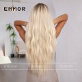 Air Bang Fluffy Gradient blonde Big Wave Long Curly wig