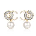 S925 Silver Needle Light Luxury Double C Pearl Earrings for Women