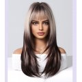 New Gradient Color High-level Medium-length Curly Hair summer Dopamine wig