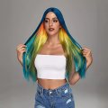 New colorful Long Straight Hair Cosplay Fashion Center Parted Wig