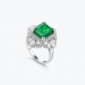 High Quality Luxury 925 Silver Square Synthetic Emerald 10*12mm Ring