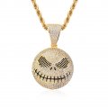 New Halloween skull ghost face pendant micro inlaid zircon round hip hop necklace