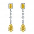 Ice flower cut pear shape + rectangular high carbon diamond 925 silver plated with white gold 5.0CT luxurious atmospheric earrin