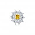 Exquisite and beautiful vivid yellow S925 sterling silver ring inlaid with flower shape high-end female ring
