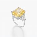 925 sterling silver European and American luxury atmosphere fashion colorful yellow ring inlaid with imported high carbon diamon