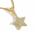Double-layer five-pointed star pendant solid inlaid with zircon personality trend men and women hip-hop accessories