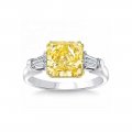 925 sterling silver fancy yellow square chamfered ice flower cut two-color electroplated zircon ring