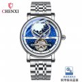 Morning map hollow automatic mechanical watch men's strong luminous flywheel business mechanical watch