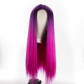 New Women Fashion Gradient Pink Long Straight Hair Chemical Fiber Wig