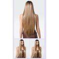 Temperament Long Hair Natural Invisible Front Lace Head Woven center paerted No Bangs Full head Covering Wig