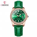 Chenxi new watch for women fashion diamond magnifying glass calendar luminous waterproof steel strap watch