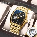 High-end mechanical watch for men, fully automatic, stylish square hollow watch, waterproof mechanical watch for men