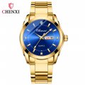 Chenxi fashion couple watch dual calendar with diamond steel strap men's and women's quartz watch