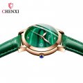 Chenxi small square watch for women genuine leather fashion waterproof peacock stone pattern watch female ins style small green 
