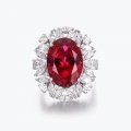 Luxury atmospheric synthetic pigeon egg ruby ??ring female 925 silver