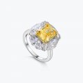 New popular 925 silver elegant yellow diamond versatile commuter ring