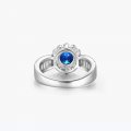 High-end blue round diamond S925 silver jewelry female high-end royal blue synthetic gemstone ring