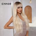 Air Bang Fluffy Gradient blonde Big Wave Long Curly wig
