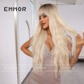 Air Bang Fluffy Gradient blonde Big Wave Long Curly wig