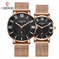 Chenxi stainless steel mesh strap couple watch men and women thin Roman fashion waterproof quartz watch