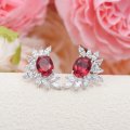 Angel Wings Shaped Cultivated Pigeon Blood Red Colored Gemstone Women's Earrings S925 Silver Earrings