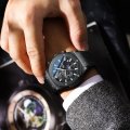 Chenxi multifunctional true three-eye six-pin men's watch thin calendar moon phase timing silicone quartz watch
