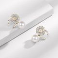 S925 Silver Needle Light Luxury Double C Pearl Earrings for Women