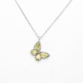 Simple and suitable for daily wear butterfly jewelry 925 silver olive yellow cubic zirconia stone female necklace