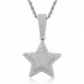 Double-layer five-pointed star pendant solid inlaid with zircon personality trend men and women hip-hop accessories
