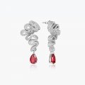 925 silver synthetic zircon earrings high-end luxury inlaid pigeon blood red earrings personality style earrings