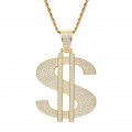 Large full diamond dollar pendant real gold electroplated copper inlaid zircon personality hiphop street style hip hop brand dec
