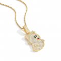 Cartoon ghost pendant T square zircon personality full diamond men's hip-hop necklace