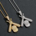 Baseball cap pendant micro inlaid zircon necklace hip hop 18k gold personality trend men hip hop jewelry
