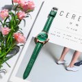 Chenxi small square watch for women genuine leather fashion waterproof peacock stone pattern watch female ins style small green 