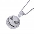New Halloween skull ghost face pendant micro inlaid zircon round hip hop necklace