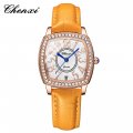 Chenxi Wine Barrel Square Fashion Watch Women Waterproof Digital Calendar Quartz Strap Diamond Genuine Leather Women's Watch