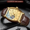 High-end mechanical watch for men, fully automatic, stylish square hollow watch, waterproof mechanical watch for men