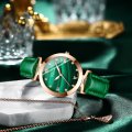 Chenxi small square watch for women genuine leather fashion waterproof peacock stone pattern watch female ins style small green 