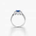 High-end blue round diamond S925 silver jewelry female high-end royal blue synthetic gemstone ring
