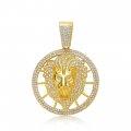 Full diamond lion head pendant retro domineering gold-plated Cuban chain hip-hop accessories