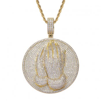 New prayer pendant hip-hop retro full diamond men's necklace clavicle chain