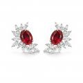 Angel Wings Shaped Cultivated Pigeon Blood Red Colored Gemstone Women's Earrings S925 Silver Earrings