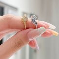 Simple design sense of sun and moon stacking rings for women set with diamonds for couples
