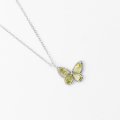 Simple and suitable for daily wear butterfly jewelry 925 silver olive yellow cubic zirconia stone female necklace