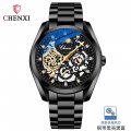 CHENXI watch men's mechanical watch waterproof luminous sun, moon and stars inlaid diamond fully automatic hollow mechanical wat