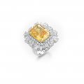 Luxurious and atmospheric vivid yellow S925 sterling silver ring inlaid with imported high-carbon diamonds high-grade female rin
