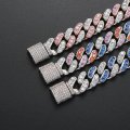 12mm colored zircon Cuban chain hiphop street trendy men's cool and exaggerated men's bracelet